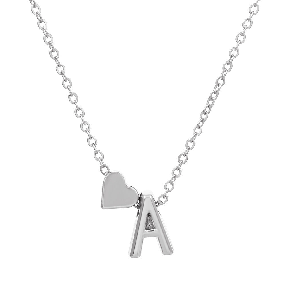 Heart Initial Letter Dainty Necklace For Women