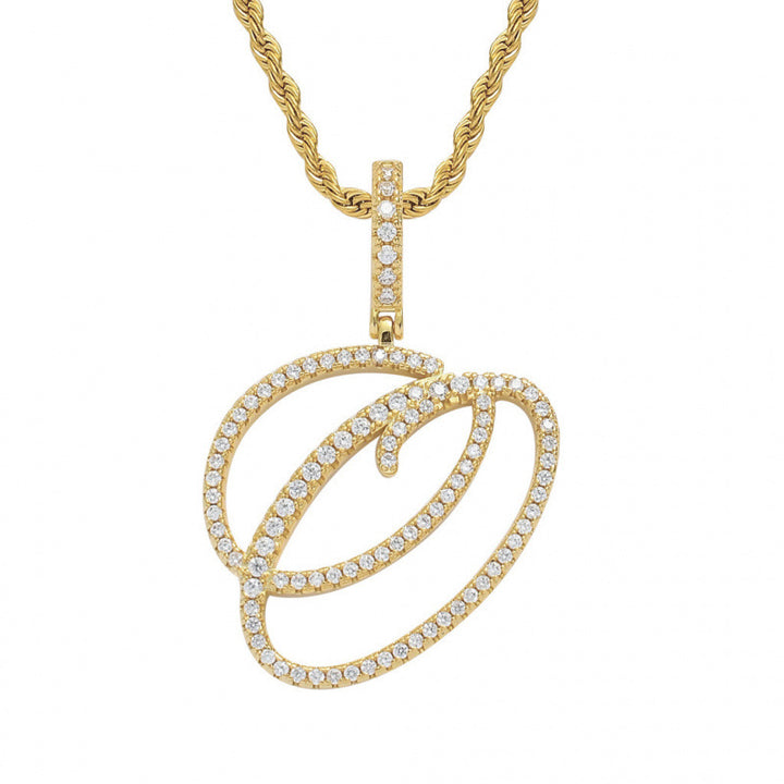 Braided Chain Letter Pendant Necklace