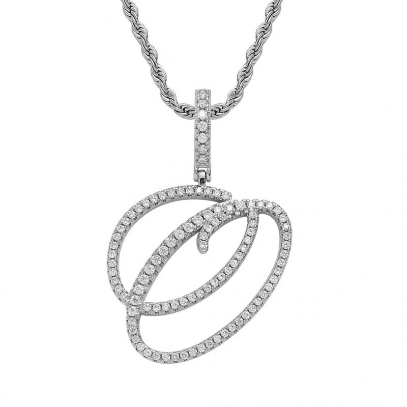 Braided Chain Letter Pendant Necklace