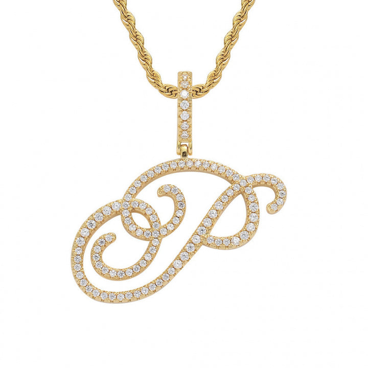 Braided Chain Letter Pendant Necklace