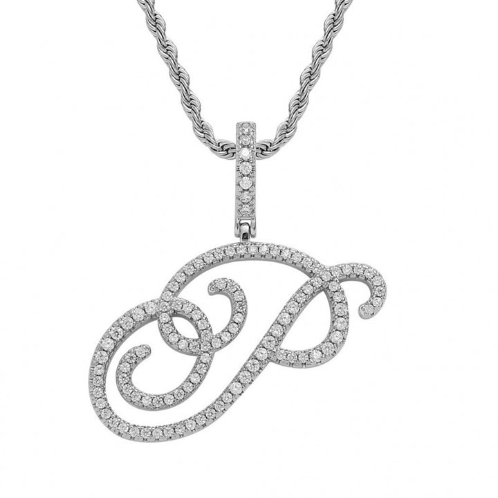 Braided Chain Letter Pendant Necklace