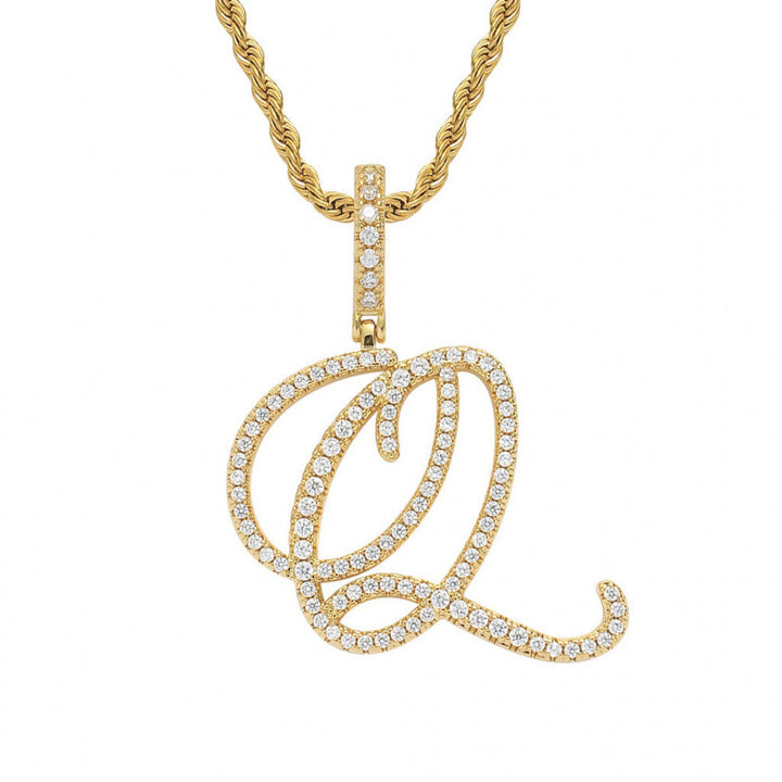 Braided Chain Letter Pendant Necklace