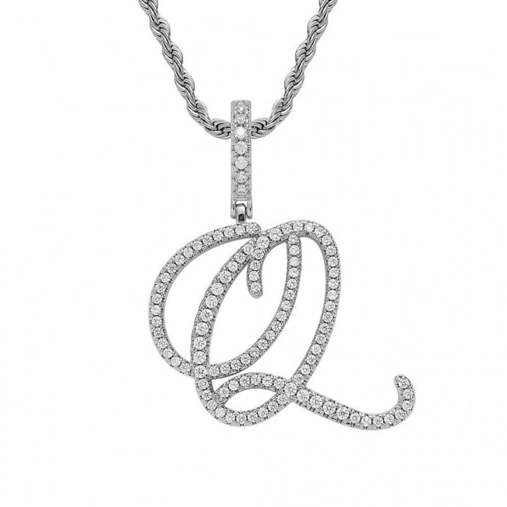 Braided Chain Letter Pendant Necklace