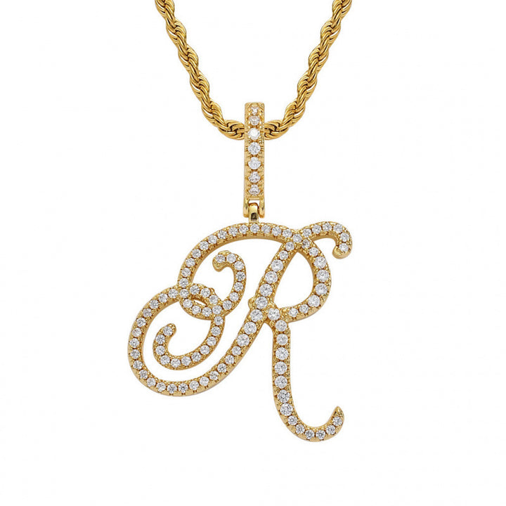Braided Chain Letter Pendant Necklace