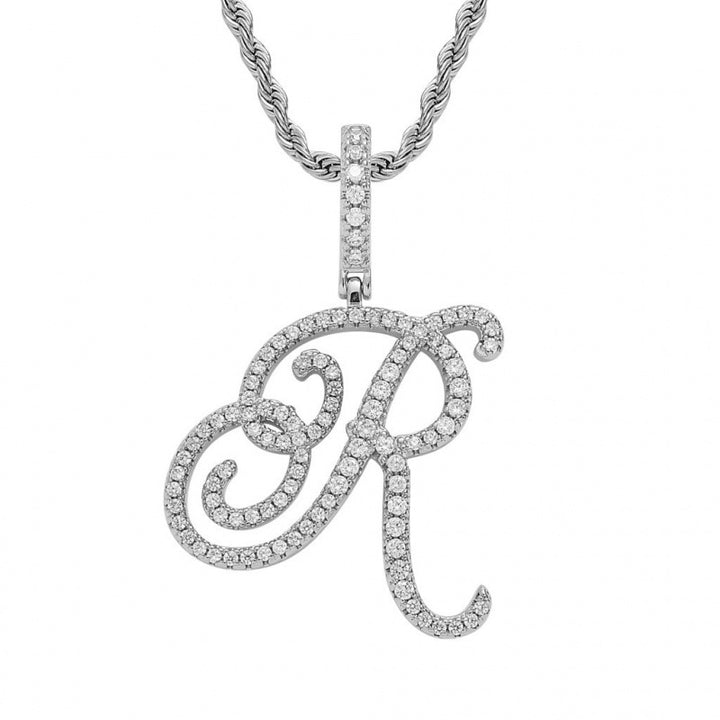Braided Chain Letter Pendant Necklace