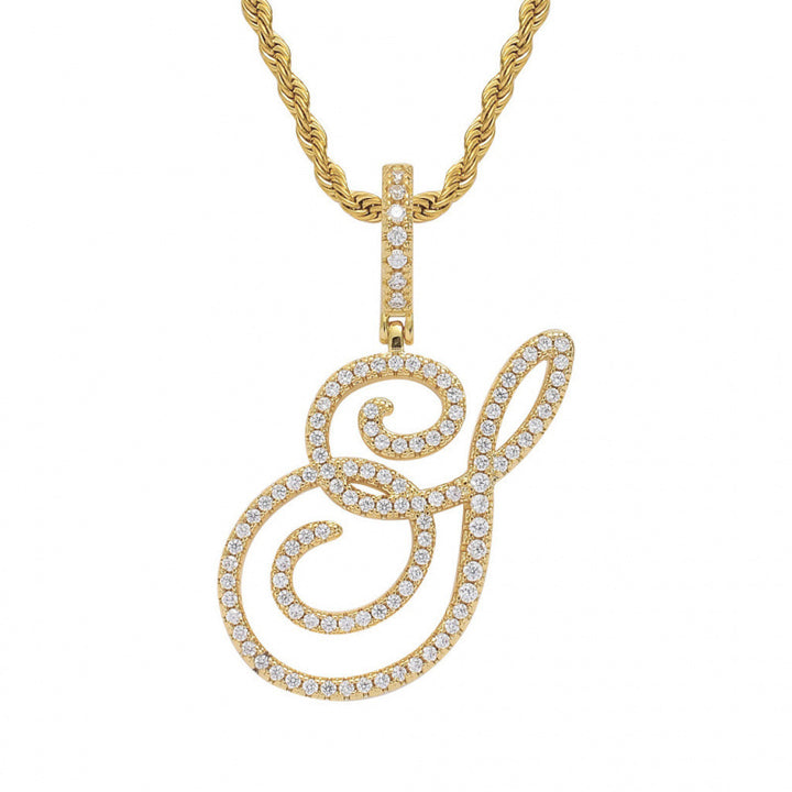 Braided Chain Letter Pendant Necklace