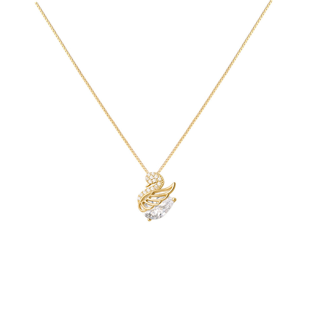 Mini Swan Sparkle Pendant Necklace Daily Wear