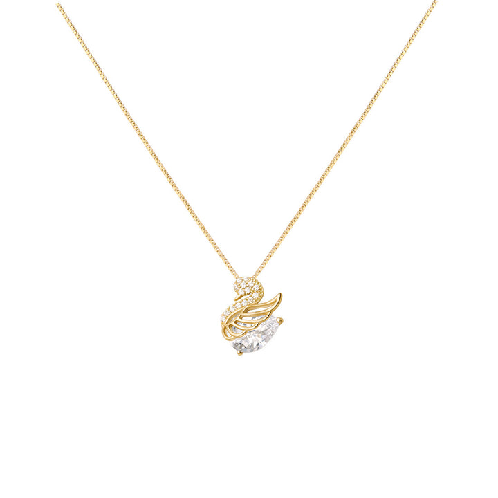 Mini Swan Sparkle Pendant Necklace Daily Wear