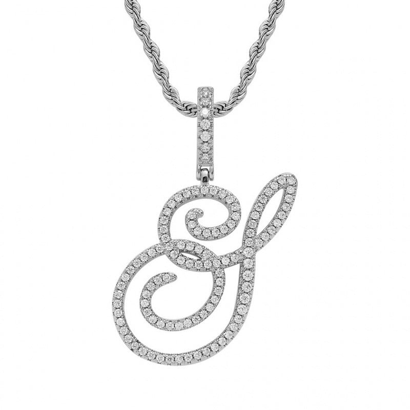 Braided Chain Letter Pendant Necklace