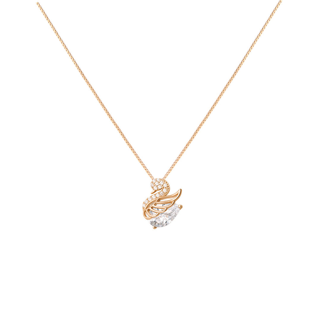 Mini Swan Sparkle Pendant Necklace Daily Wear