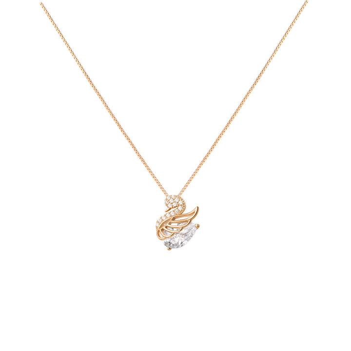 Mini Swan Sparkle Pendant Necklace Daily Wear