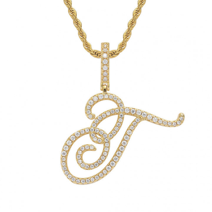 Braided Chain Letter Pendant Necklace
