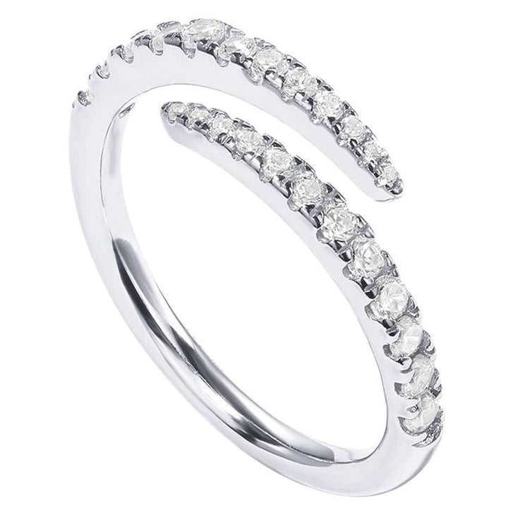 Dual Paved Zircon Adjustable Open Stack Band Ring