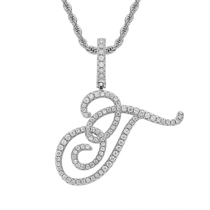 Braided Chain Letter Pendant Necklace