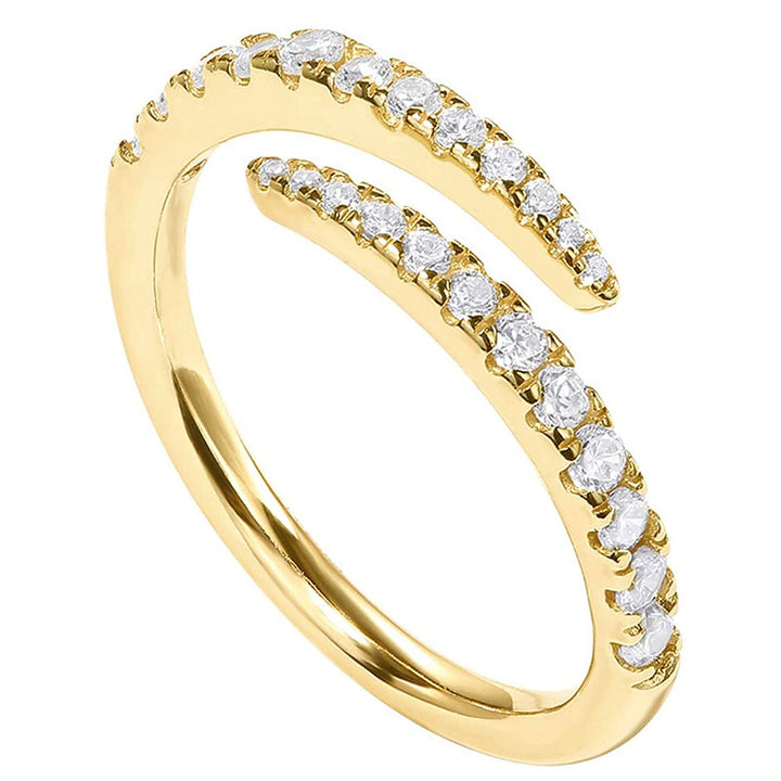Dual Paved Zircon Adjustable Open Stack Band Ring