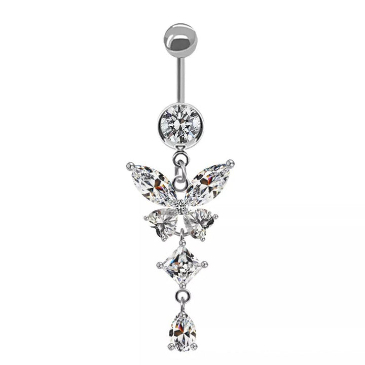 Butterfly Dangle Cubic Zirconia Belly Ring