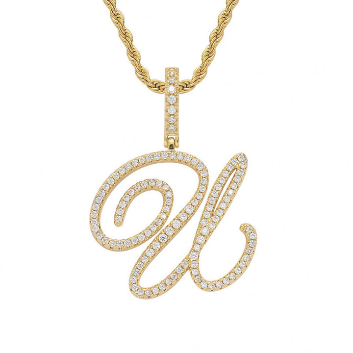 Braided Chain Letter Pendant Necklace