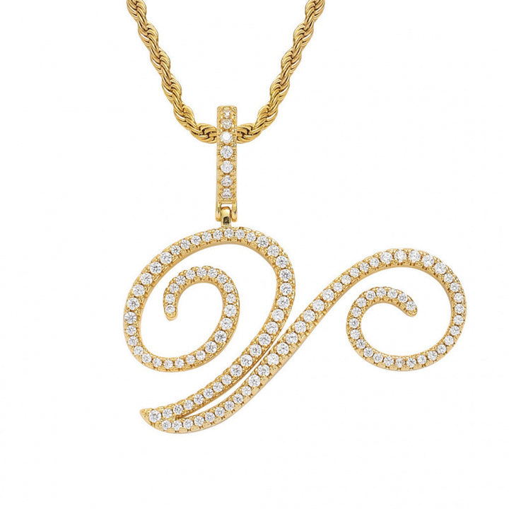 Braided Chain Letter Pendant Necklace
