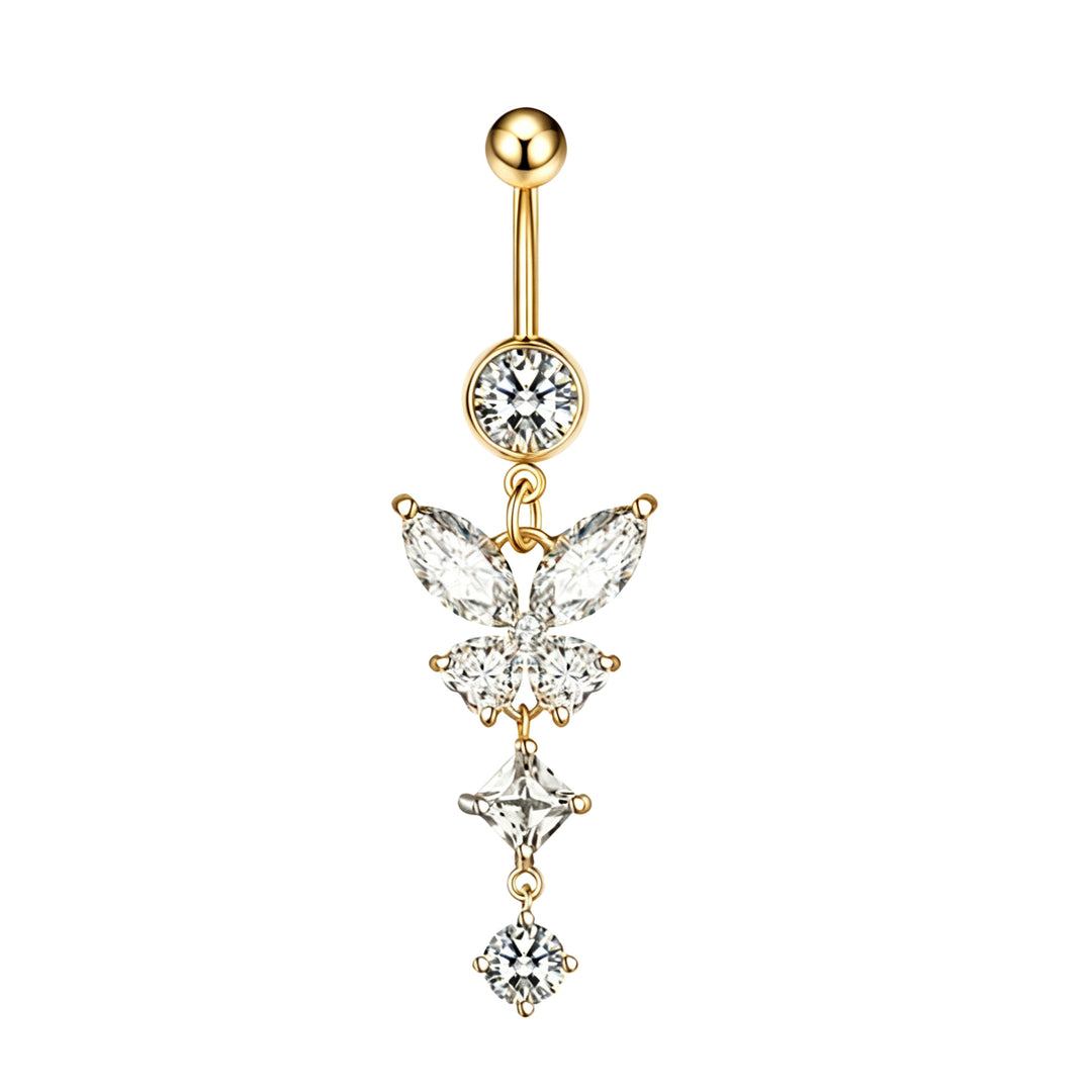 Butterfly Dangle Cubic Zirconia Belly Ring