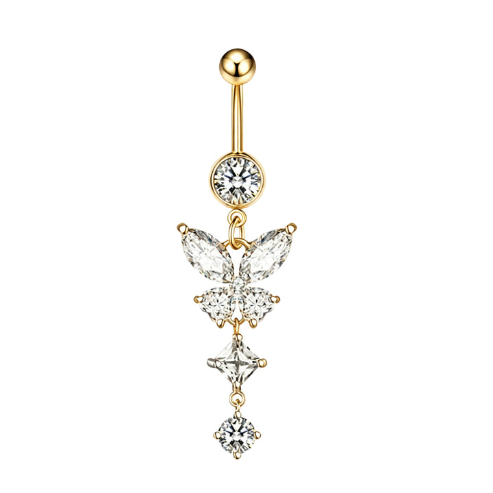 Butterfly Dangle Cubic Zirconia Belly Ring