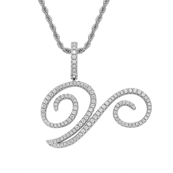 Braided Chain Letter Pendant Necklace