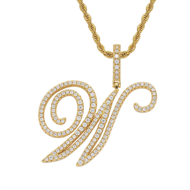 Braided Chain Letter Pendant Necklace