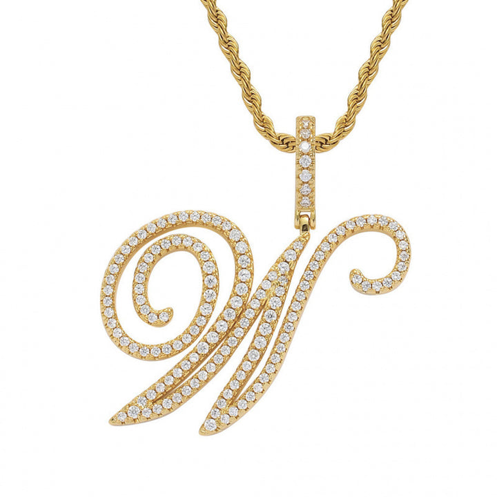 Braided Chain Letter Pendant Necklace