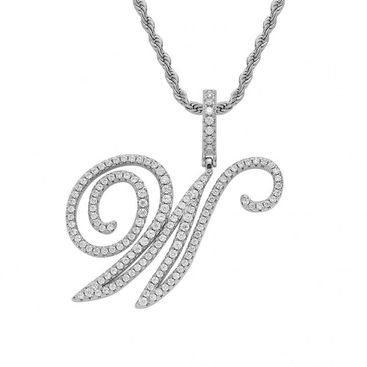 Braided Chain Letter Pendant Necklace