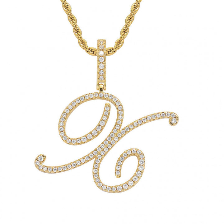 Braided Chain Letter Pendant Necklace