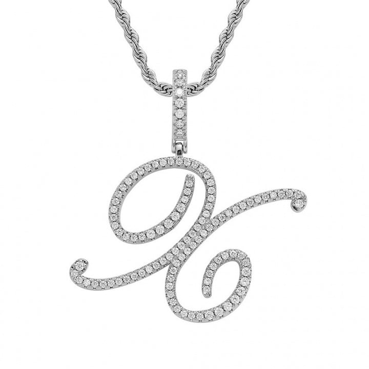 Braided Chain Letter Pendant Necklace