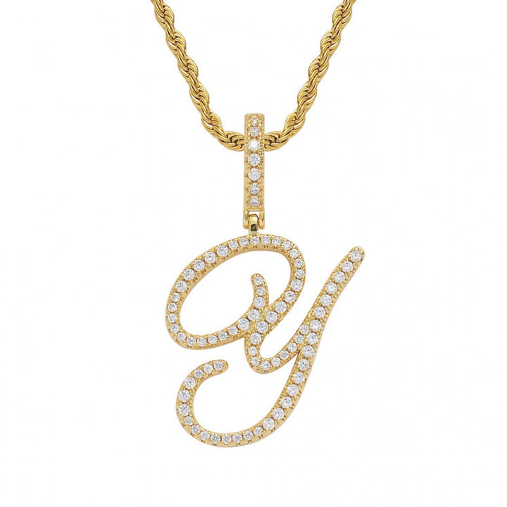 Braided Chain Letter Pendant Necklace