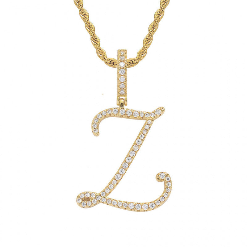 Braided Chain Letter Pendant Necklace