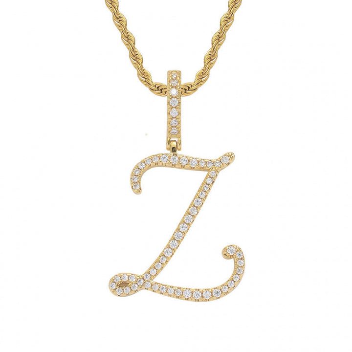 Braided Chain Letter Pendant Necklace
