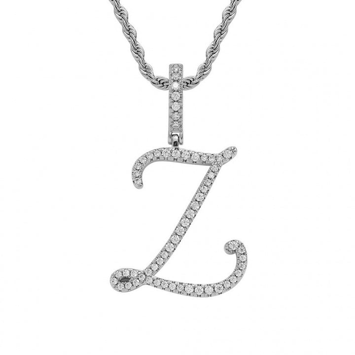 Braided Chain Letter Pendant Necklace