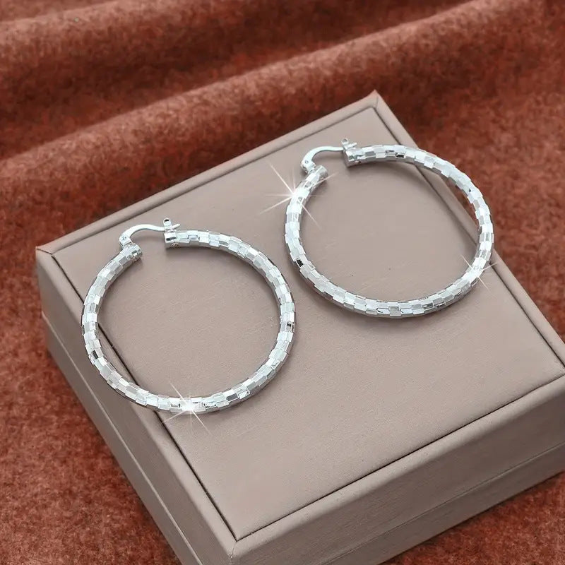 Textured Large Hoop Earrings For Daily Wear