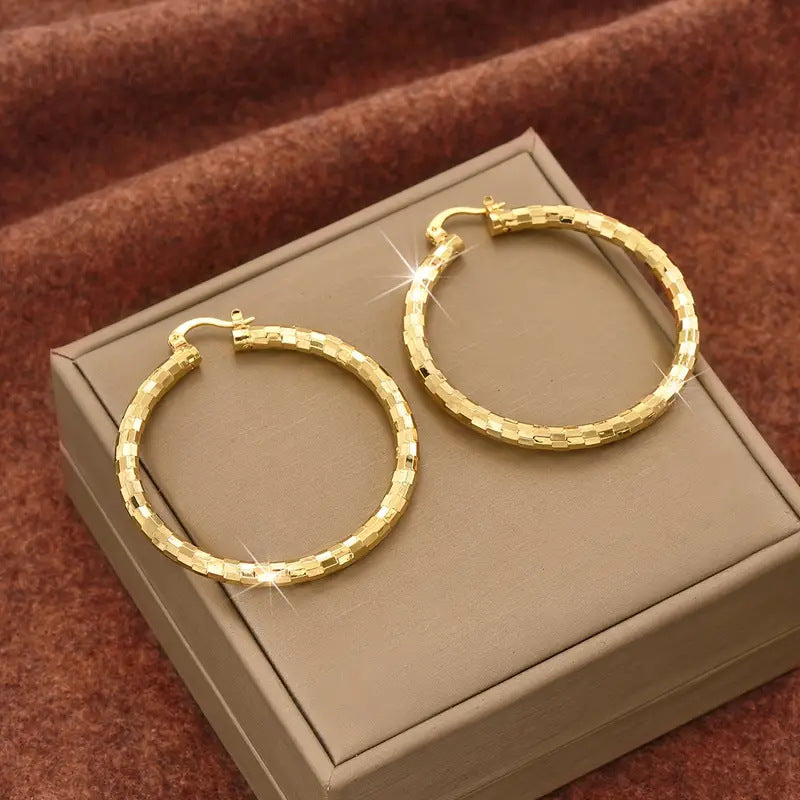 Textured Large Hoop Earrings For Daily Wear
