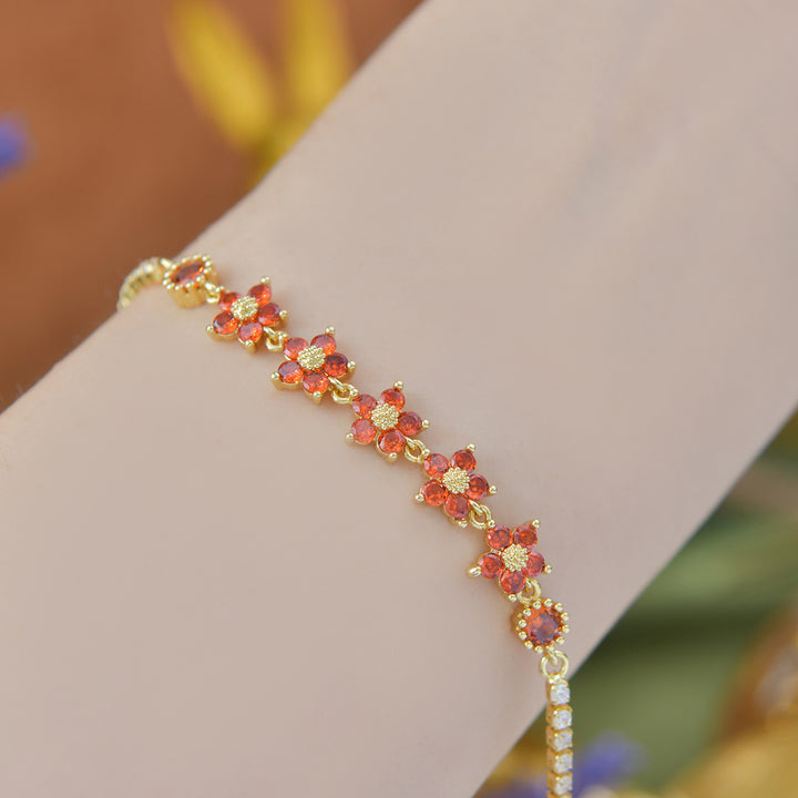 Adjustable Luxury Zirconia Flower Bracelet