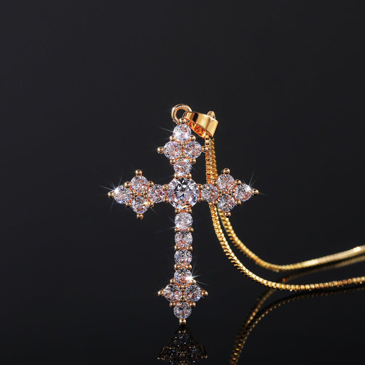 Stylish Zirconia Cross Pendant Necklace