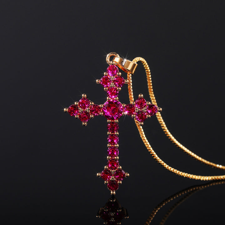 Stylish Zirconia Cross Pendant Necklace