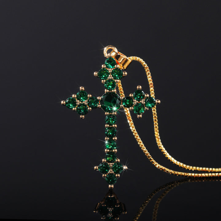 Stylish Zirconia Cross Pendant Necklace
