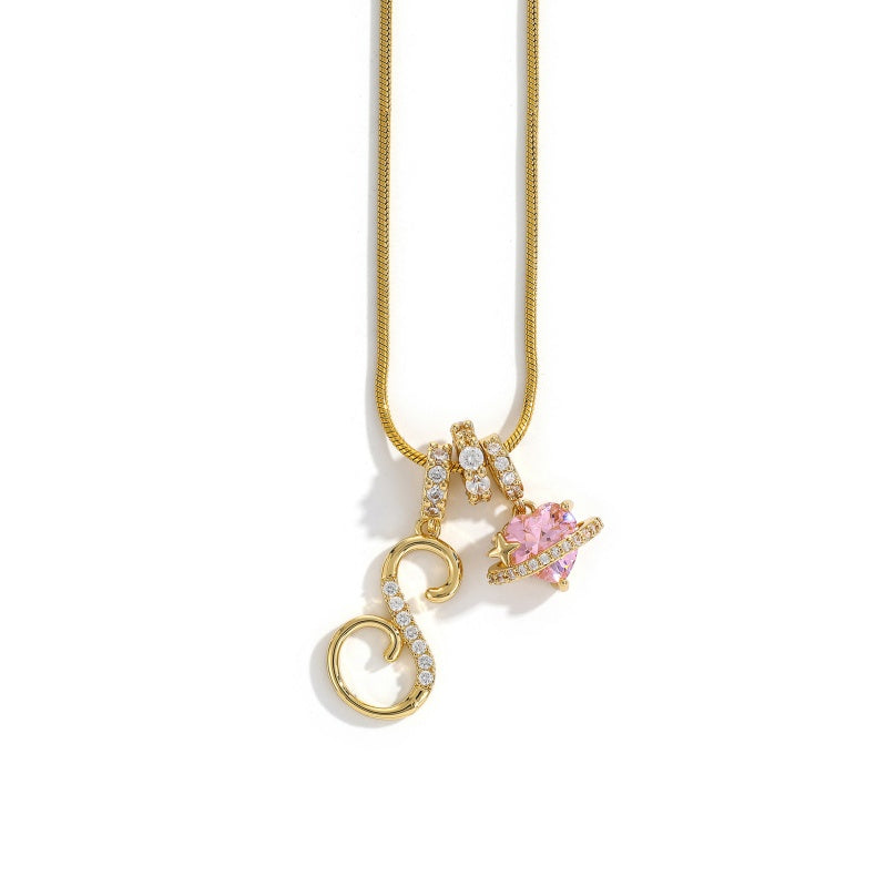 Initial Letter Heart Pendant Necklace