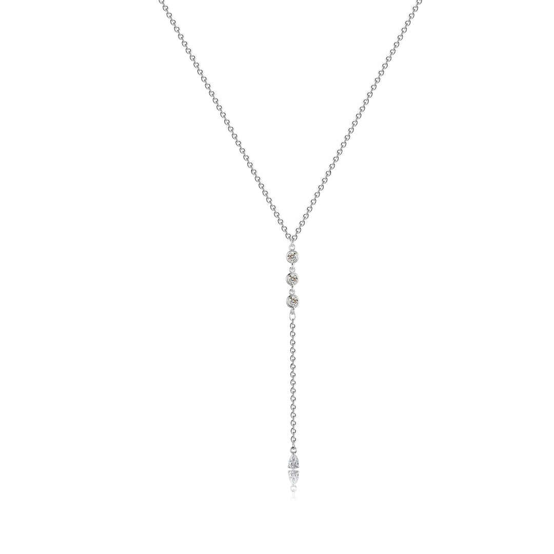 Pave Zircon Y Drop Tassel Necklace Daily Outfit