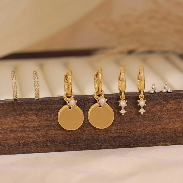 Four Piece Layer Pearl Hoop Set For Ear Curations