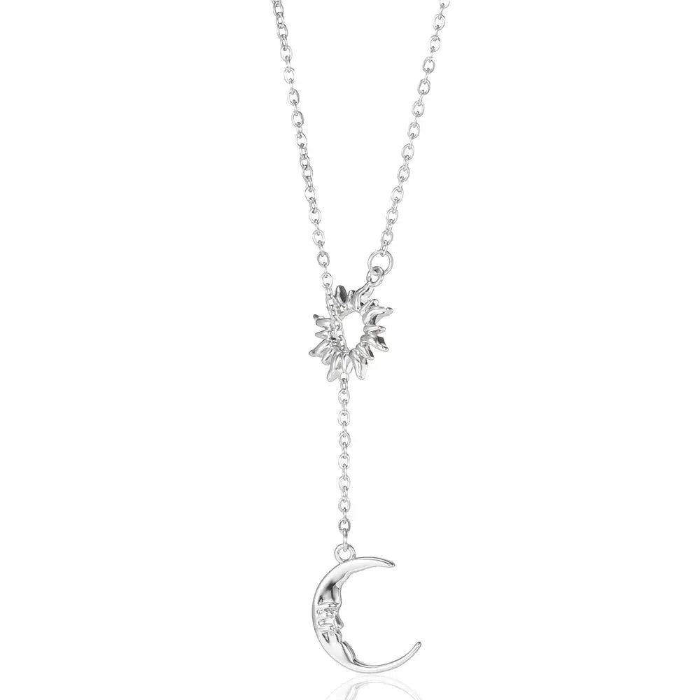 Sun Moon Pendant Necklace Daily Wear