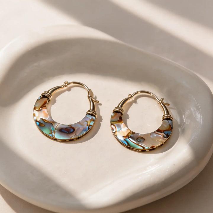Abalone shell curved earrings