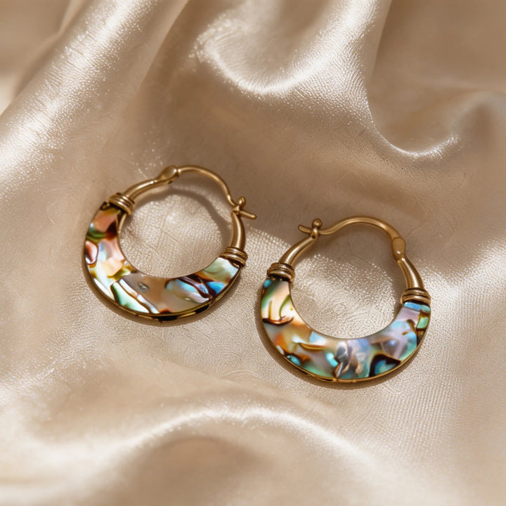 Abalone shell curved earrings