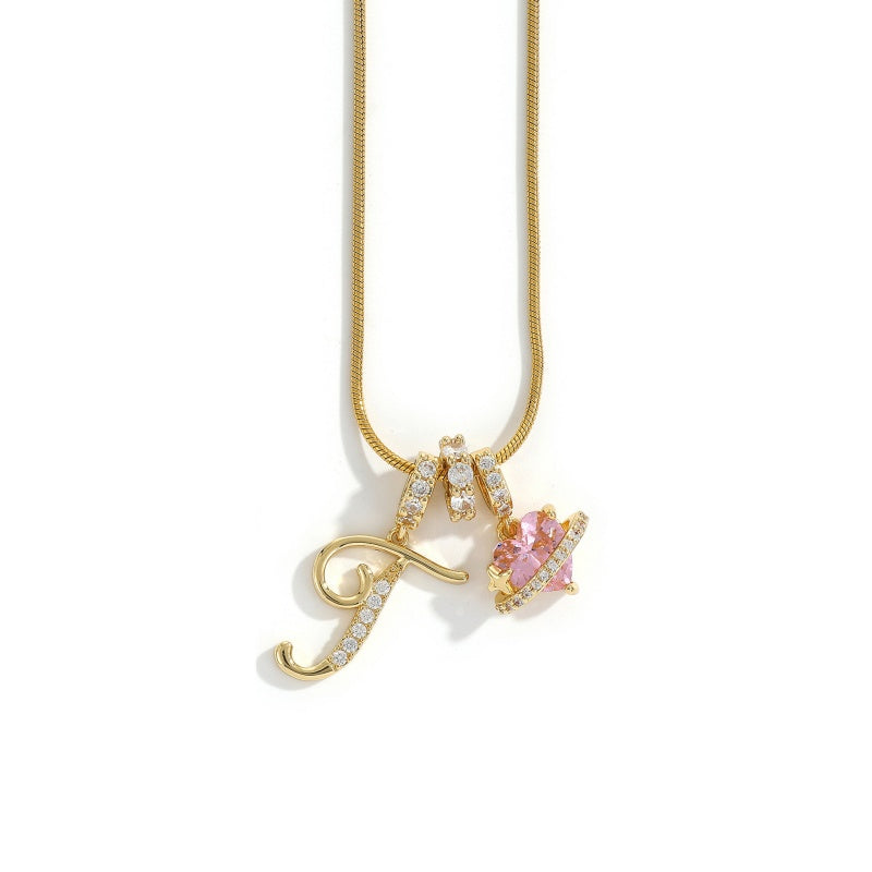 Initial Letter Heart Pendant Necklace