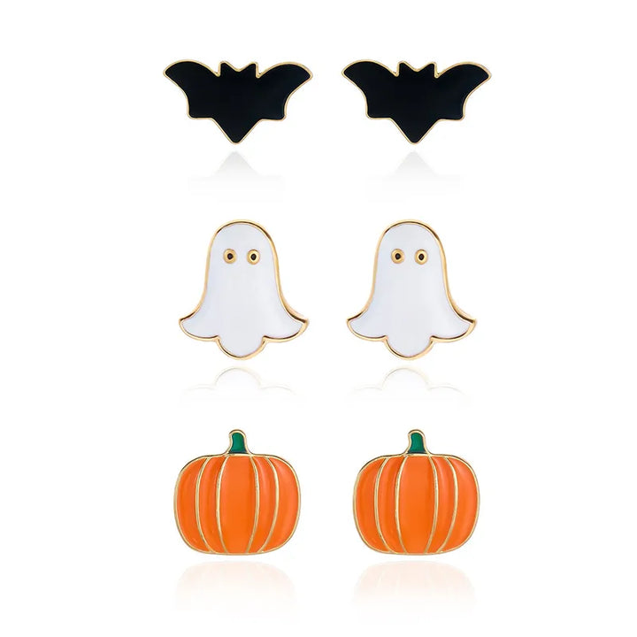 Gold Trim Enamel Halloween Party Earrings