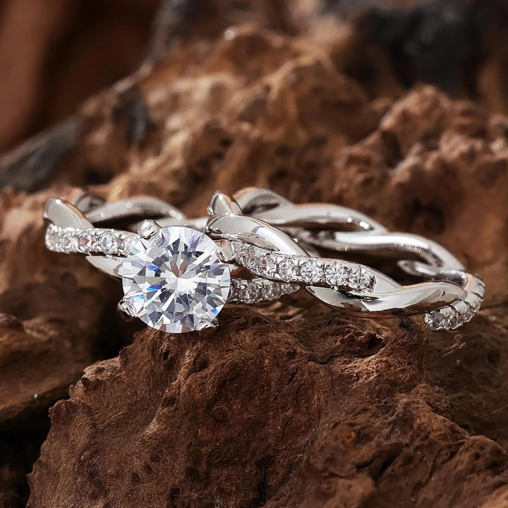 Moissanite Twisted Ring Set