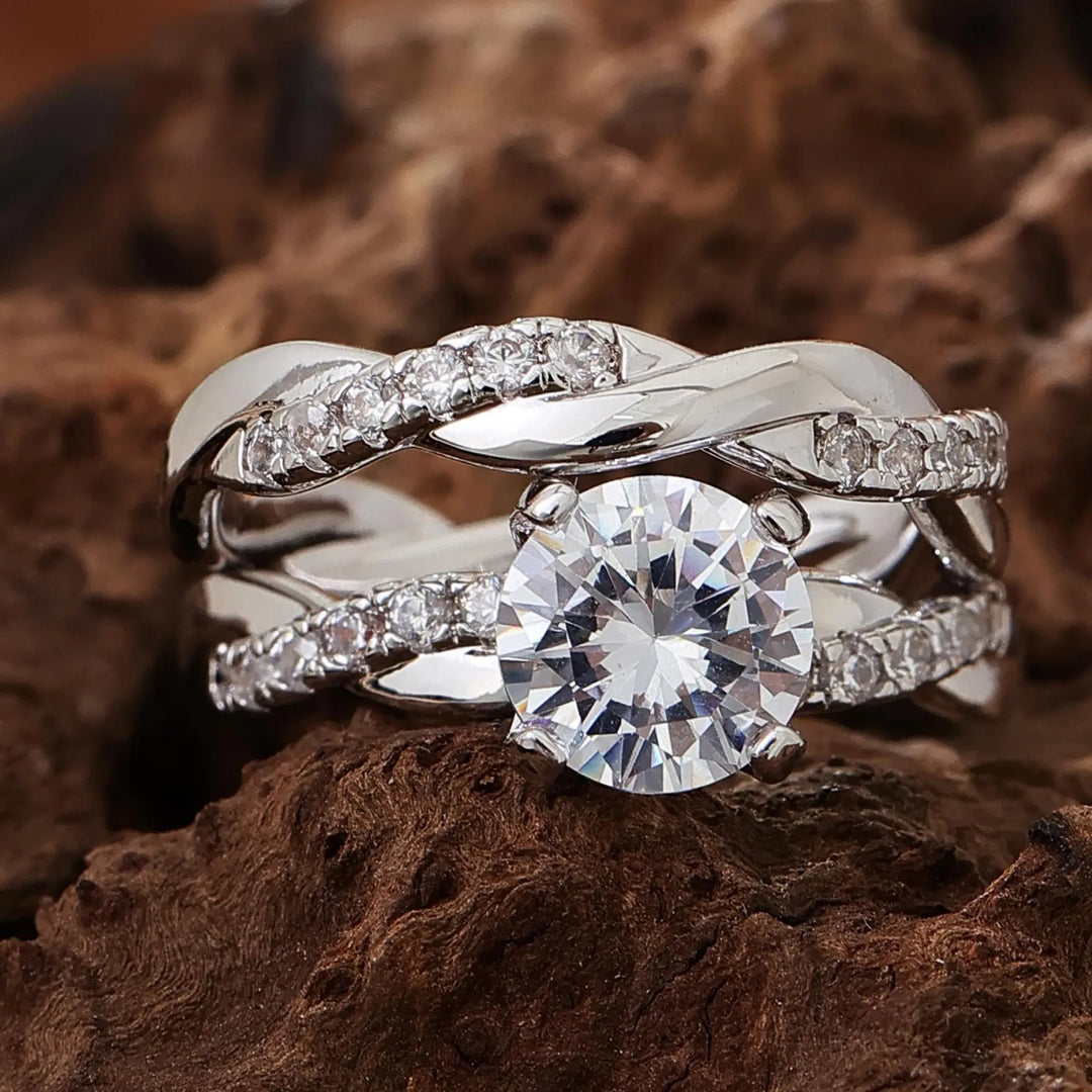 Moissanite Twisted Ring Set